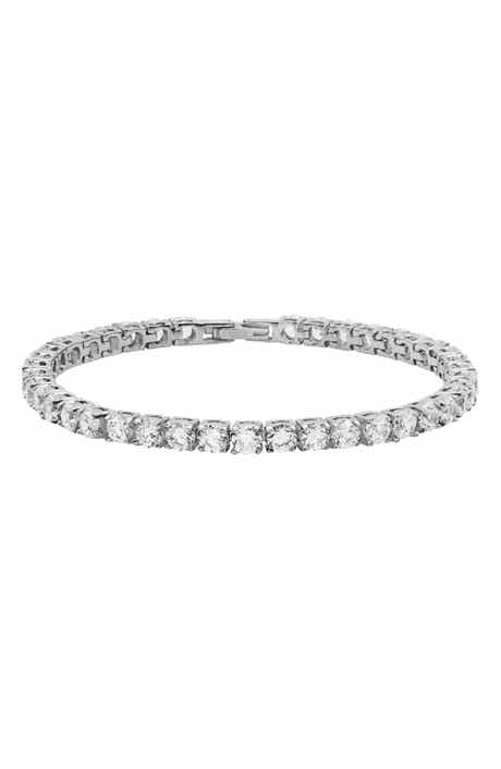 18K White Gold Plated Crystal Tennis Bracelet