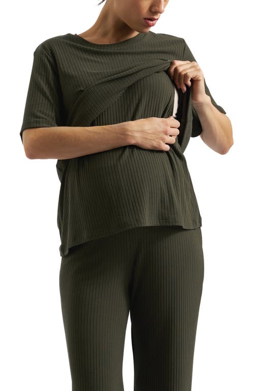 Ripe Maternity Mike Rib Nursing Top In Green