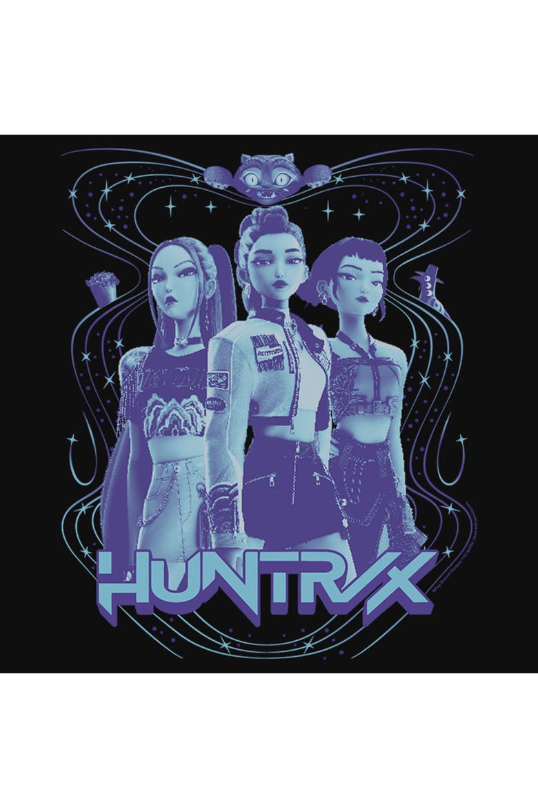 Junior's KPop Demon Hunters Huntrix Trio Honmoon  Graphic T-Shirt, Alternate, color, Black