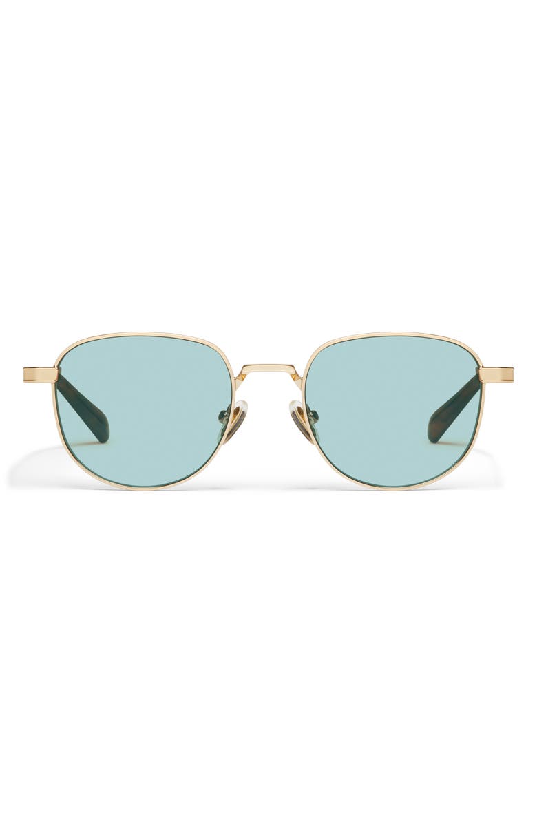 QUAY Born Ready 52mm Round Sunglasses, Main, color, Gold/ Aqua