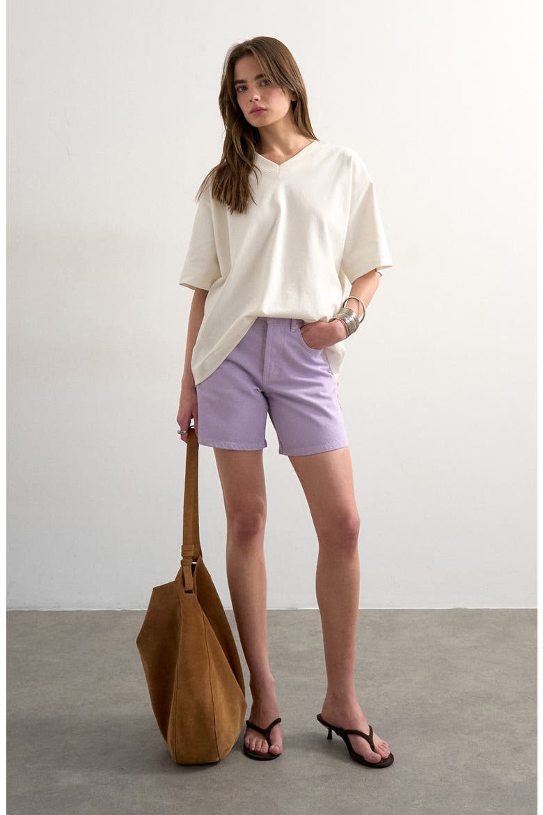 Editor High Rise Denim Shorts, Alternate, color, LILAC