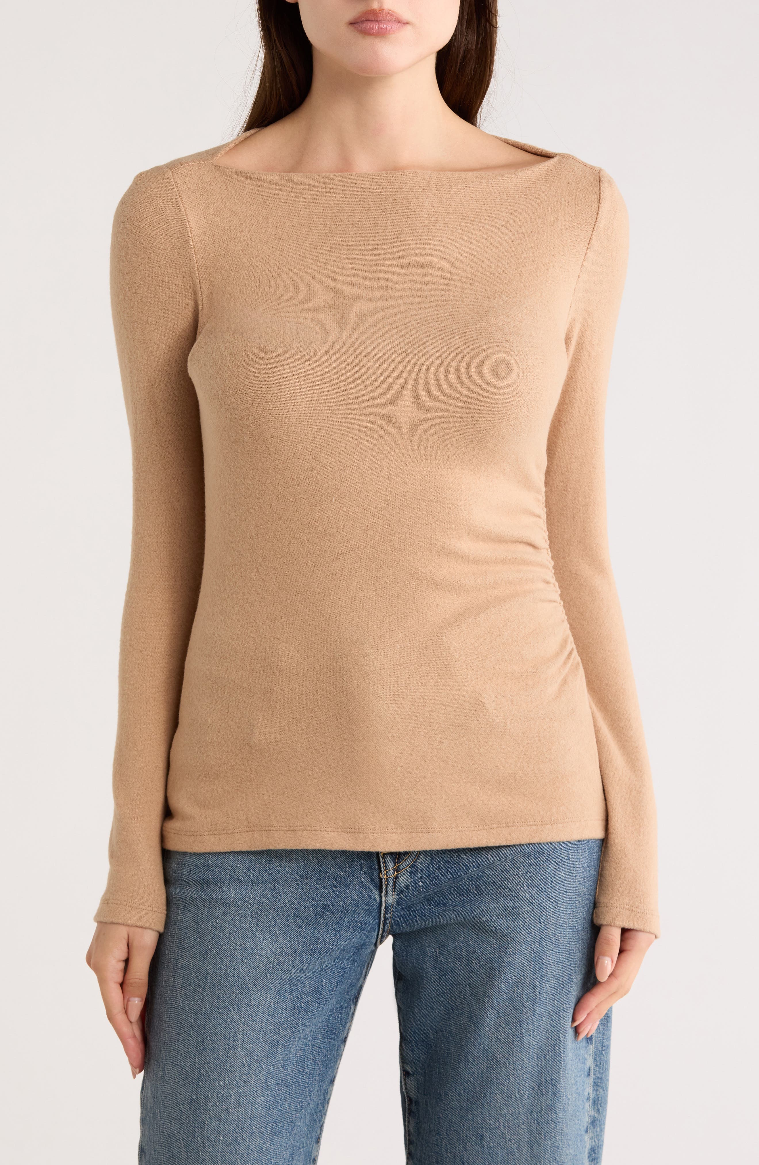 Renee C Boat Neck Brushed Knit Top