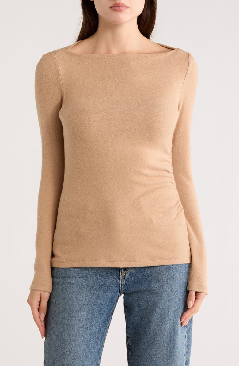 Renee C Boat Neck Brushed Knit Top, Main, color, Dark Taupe