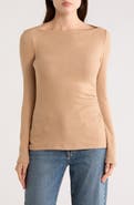 Renee C Boat Neck Brushed Knit Top
