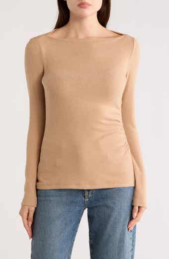 Boat Neck Brushed Knit Top