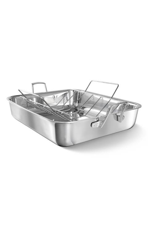 Premier 16-Inch Stainless Steel Roasting Pan, Rack & Lifters Set
