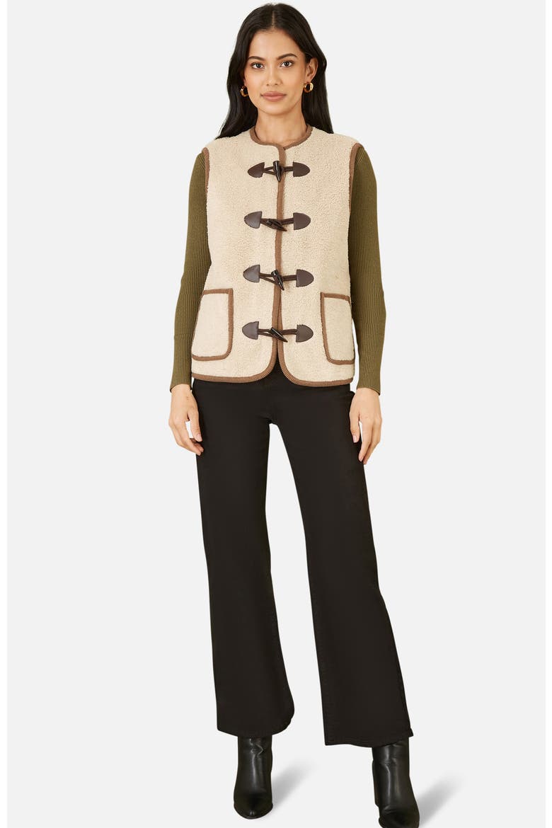 Faux Leather Button Detail Gilet, Alternate, color, Cream