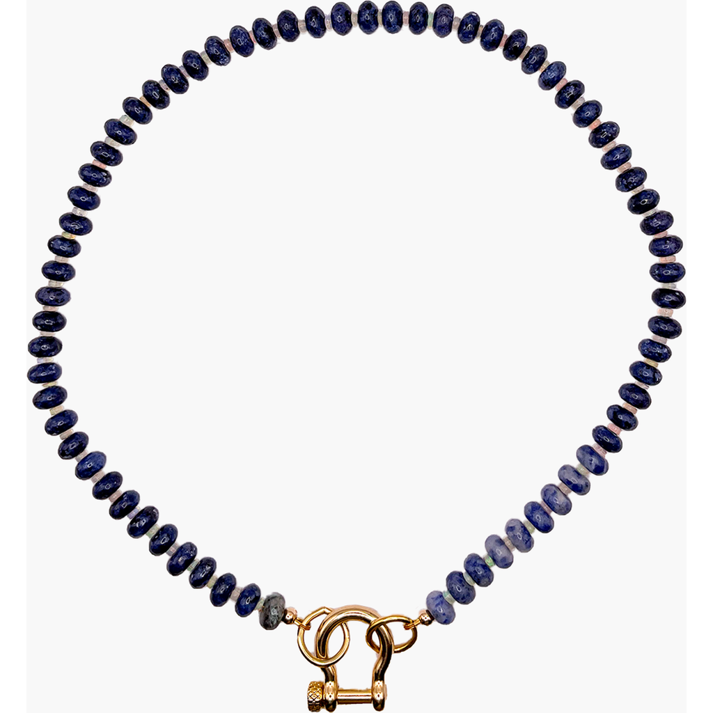 Shop Spicy Dan Mac Gender Inclusive Sodalite Opal Necklace In Blue