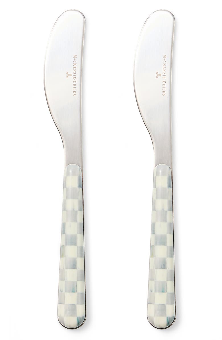 MACKENZIE CHILDS Sterling Check Bistro Spreader Set, Main, color, Sterling