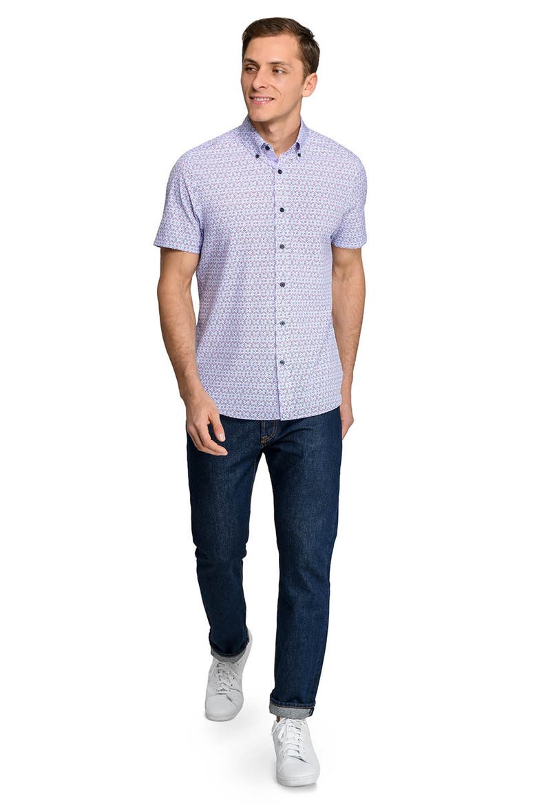Slim Fit Circle Geo Performance Short Sleeve Shirt, Alternate, color, BLUE PURPLE