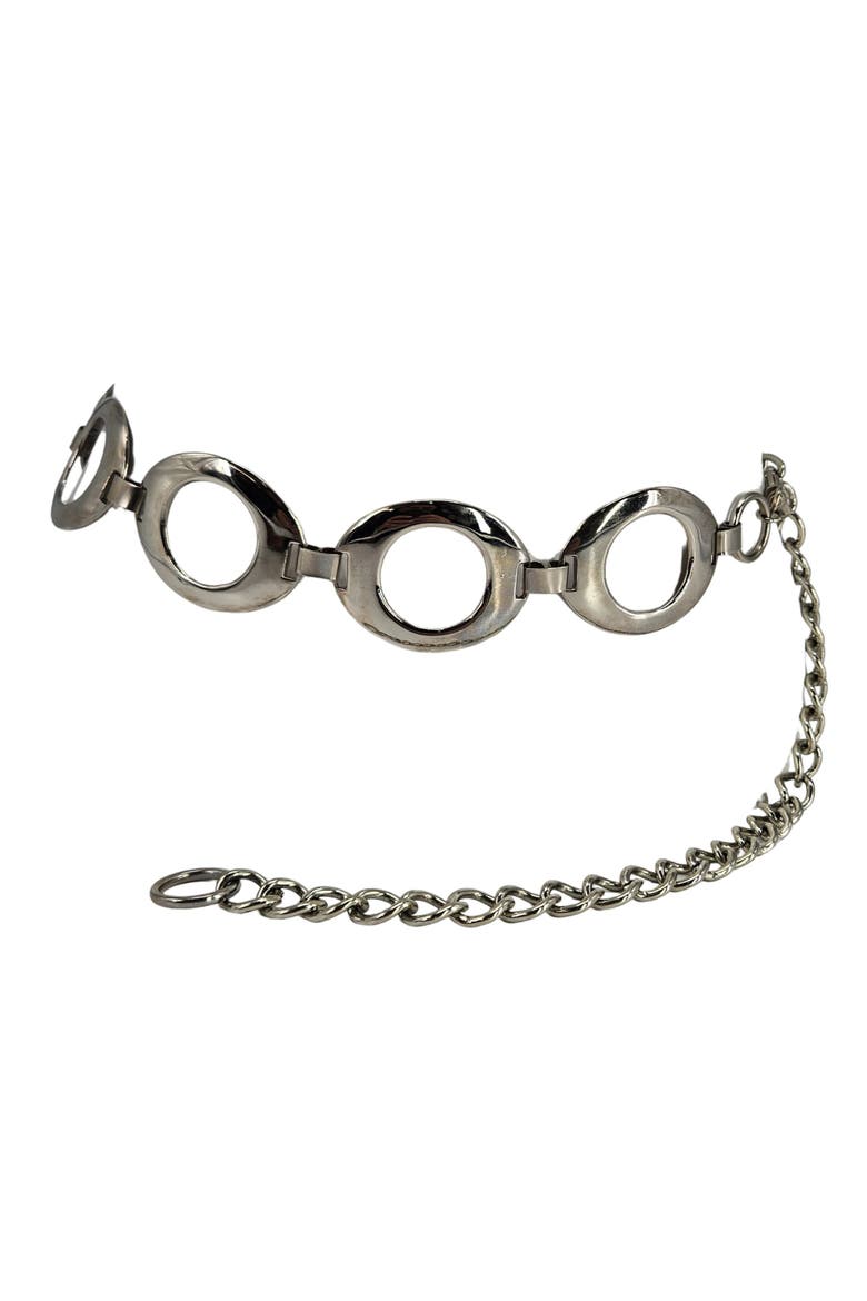 Vintage Chain Belt 5 Circle Link Silvertone 6 Links Big Circles Design Mod Boho, Alternate, color, Gold