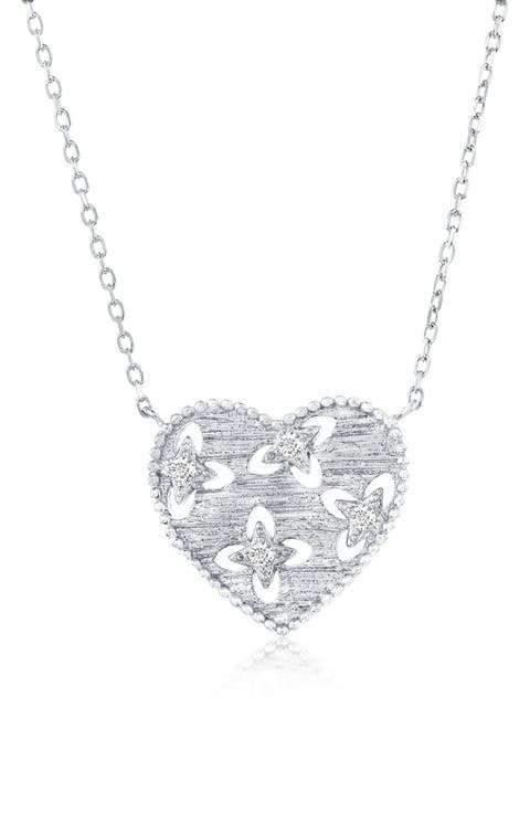Cubic Zirconia Cutout Heart Pendant Necklace