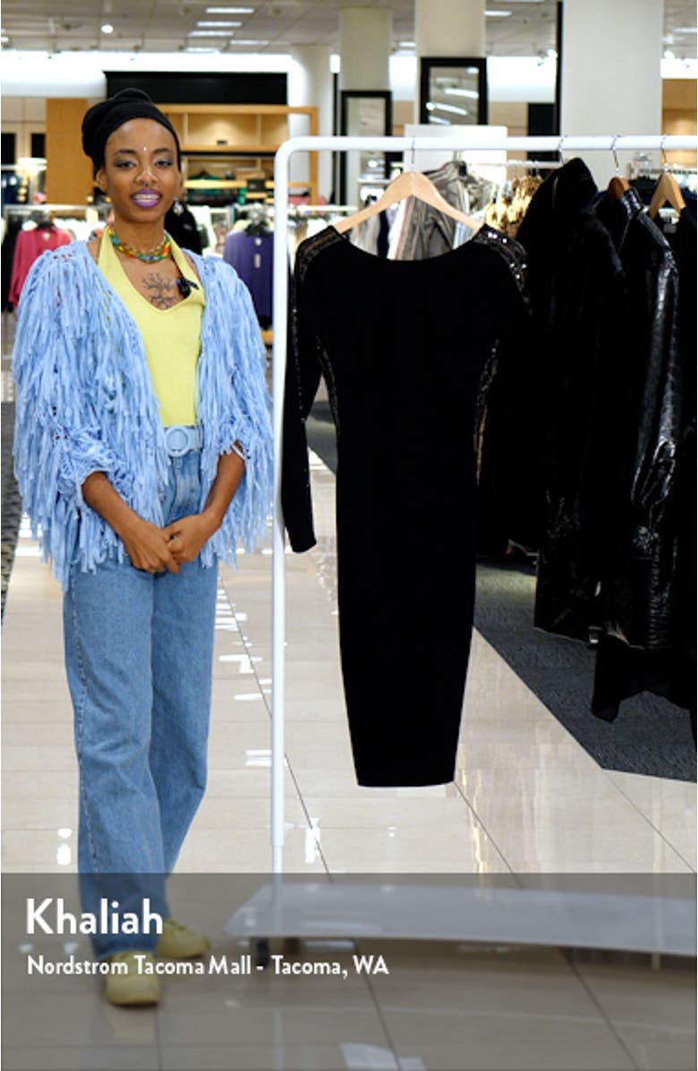 Emery Illusion Inset Long Sleeve Sequin Cocktail Dress, sales video thumbnail