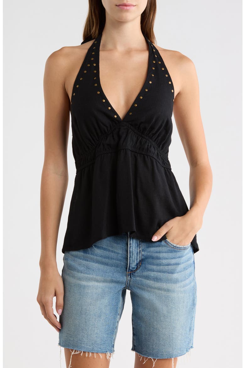 Studded Halter Tank, Main, color, BLACK COMBO