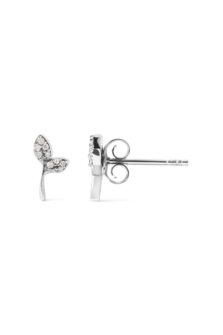 925 Sterling Silver 1/16ct TDW Diamond Leaf Earrings, Alternate, color, Silver