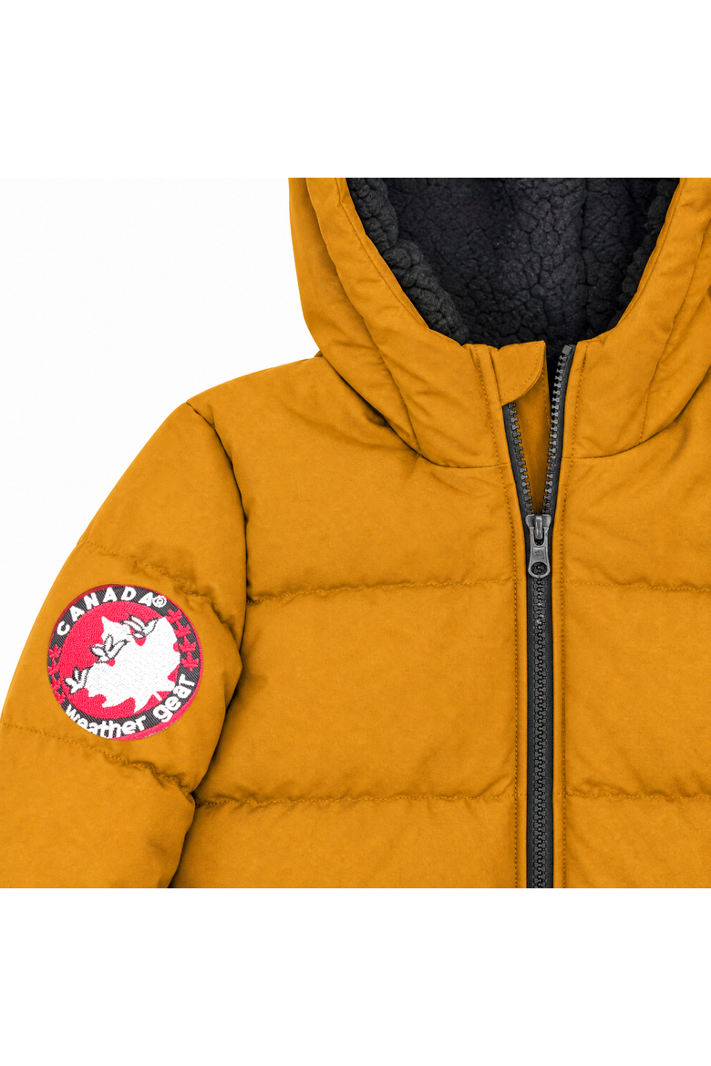 Boys' Fleece Lined Hooded Bubble Puffer Jacket, Alternate, color, Timber