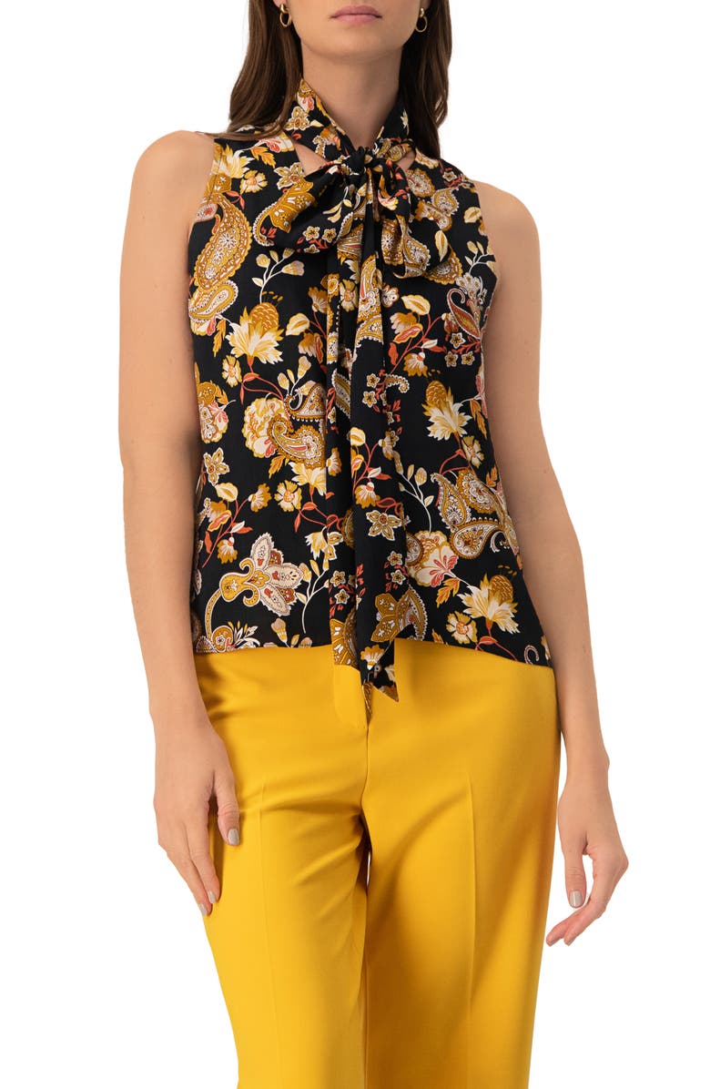 IVONNE V-Neck Sleeveless Blouse with Neck Ties, Main, color, Multicolor