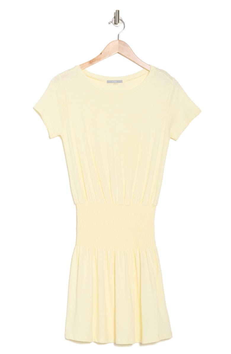 Tart Fran Short Sleeve Smocked Organic Cotton Dress, Alternate, color, Lemon Meringue