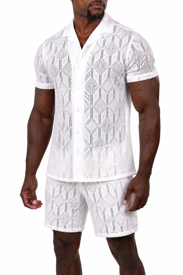 Marthyr Geometric Knit Shorts, Alternate, color, WHITE