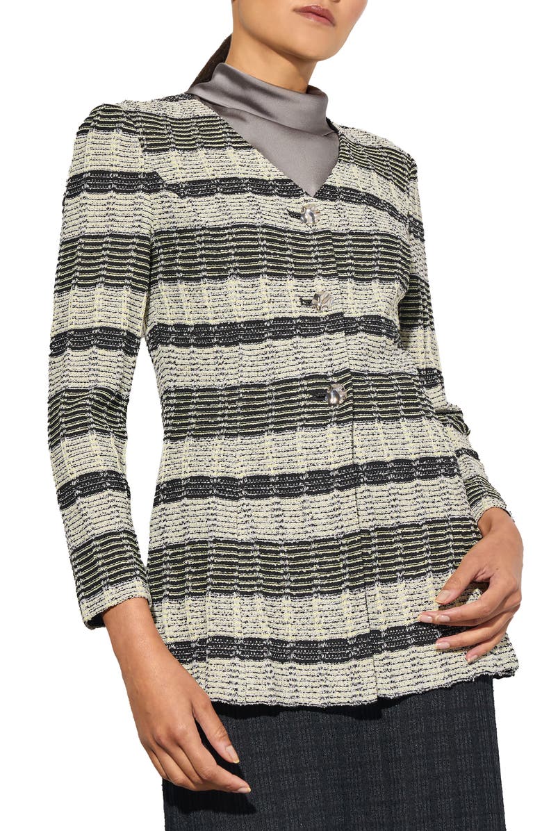 Ming Wang Heritage Fit Textured Knit Jacket, Main, color, Mink/ Lemon/ Lunar Rock/ Black