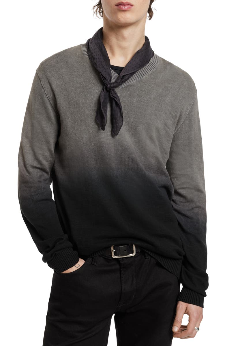 John Varvatos Kane Ombré V-Neck Cotton Slub Sweater, Main, color, 