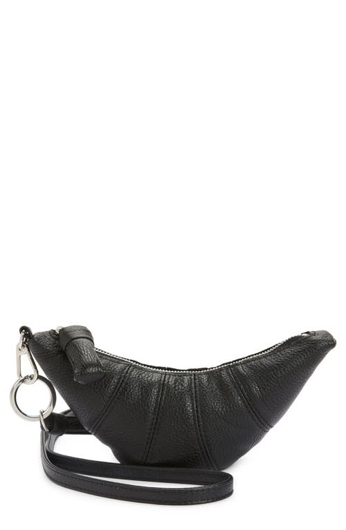 Lemaire Croissant Leather Crossbody Coin Purse In Black