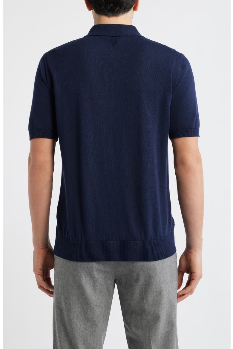 Ribbed Cotton Blend Polo Sweater, Alternate, color, NAVY