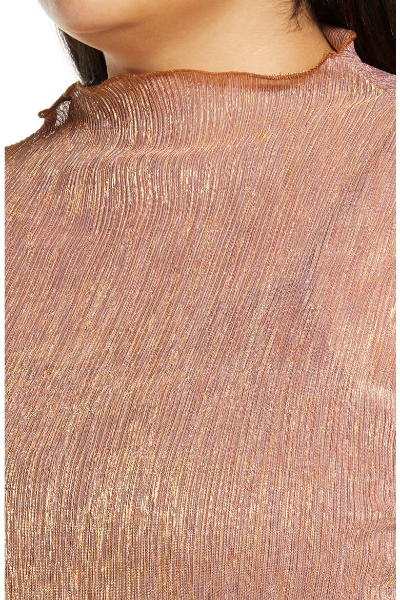 Sheer Long Sleeve Dress, Alternate, color, COPPER