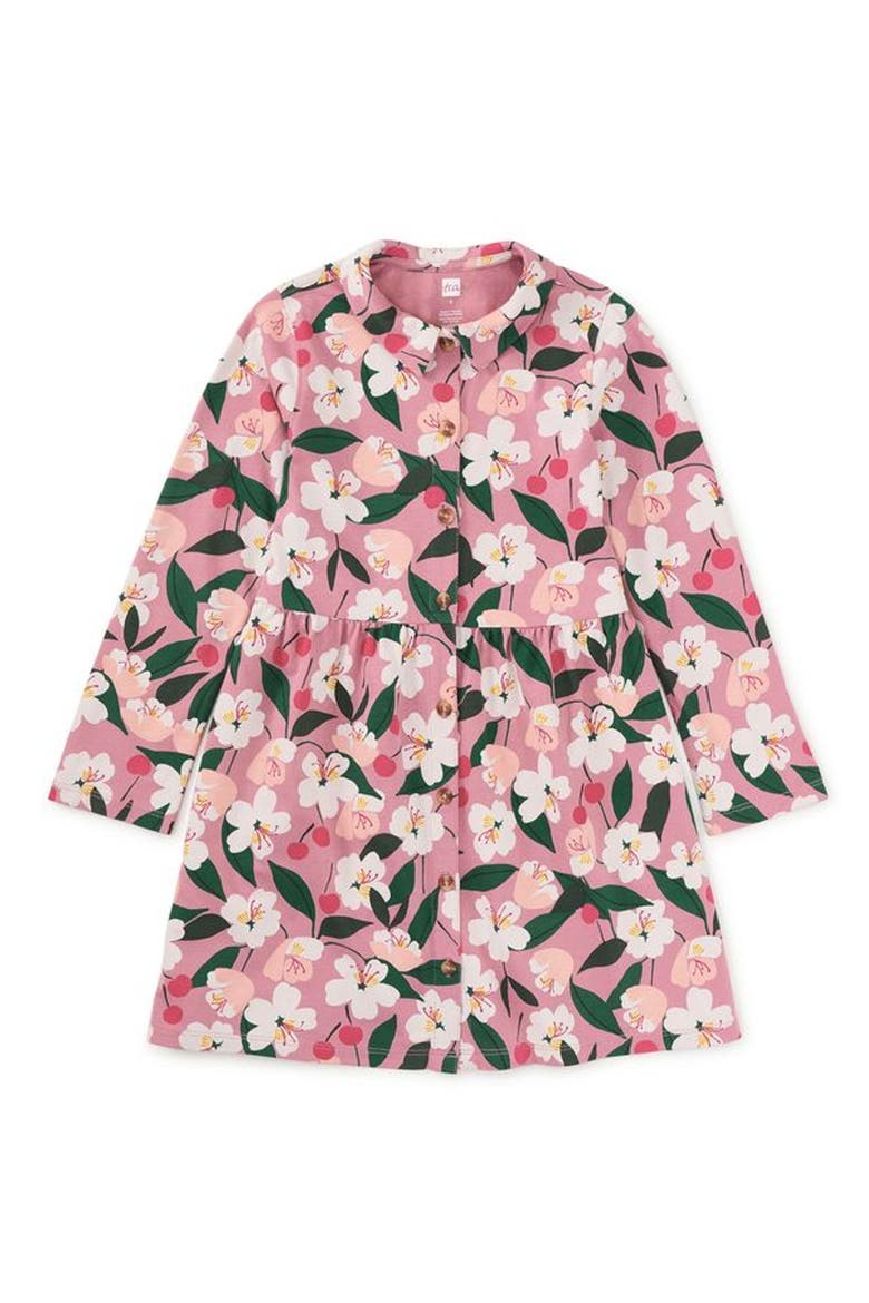 Cherry Collared Long Sleeve Shirtdress, Main, color, Cherry Blossoms