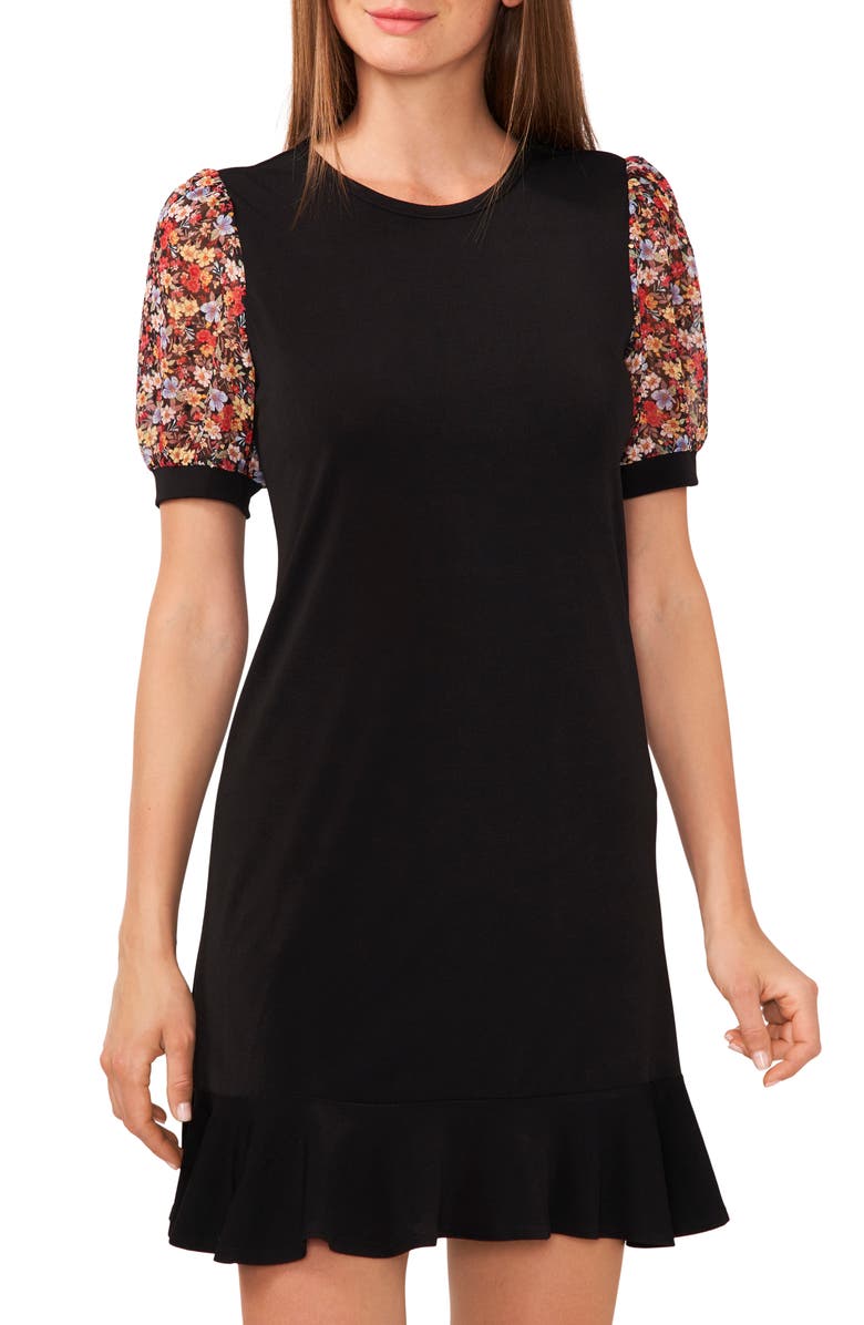 CeCe Floral Puff Sleeve A-Line Dress, Alternate, color,