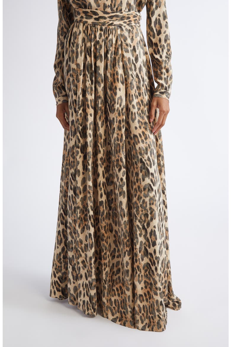 Leopard Print Silk Georgette Skirt, Main, color, BRONZE LATTE MULTI