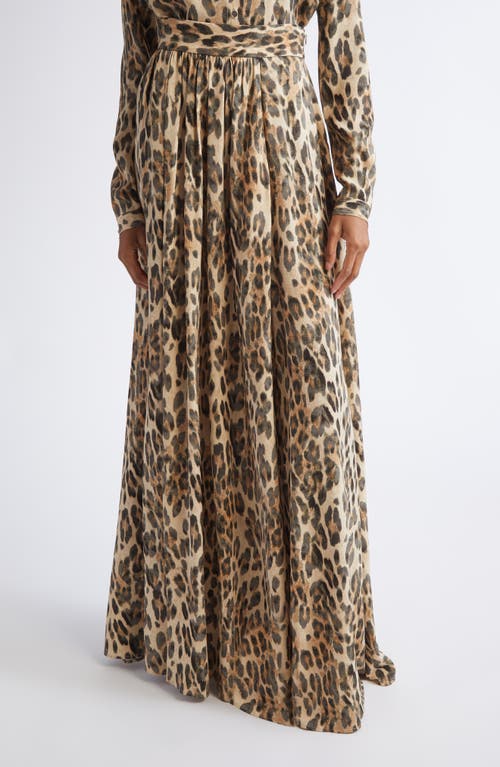 St John St. John Leopard Print Silk Georgette Skirt In Animal Print
