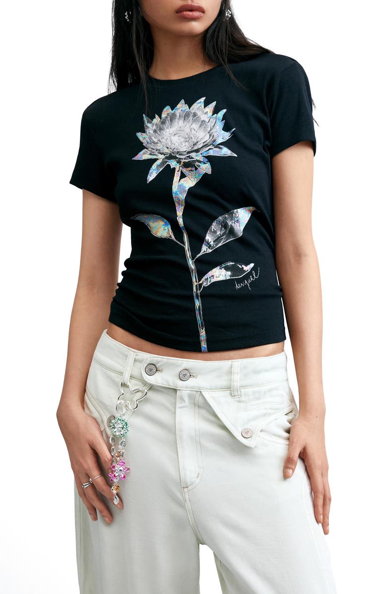 Desigual Flower Graphic T-Shirt, Main, color, 
