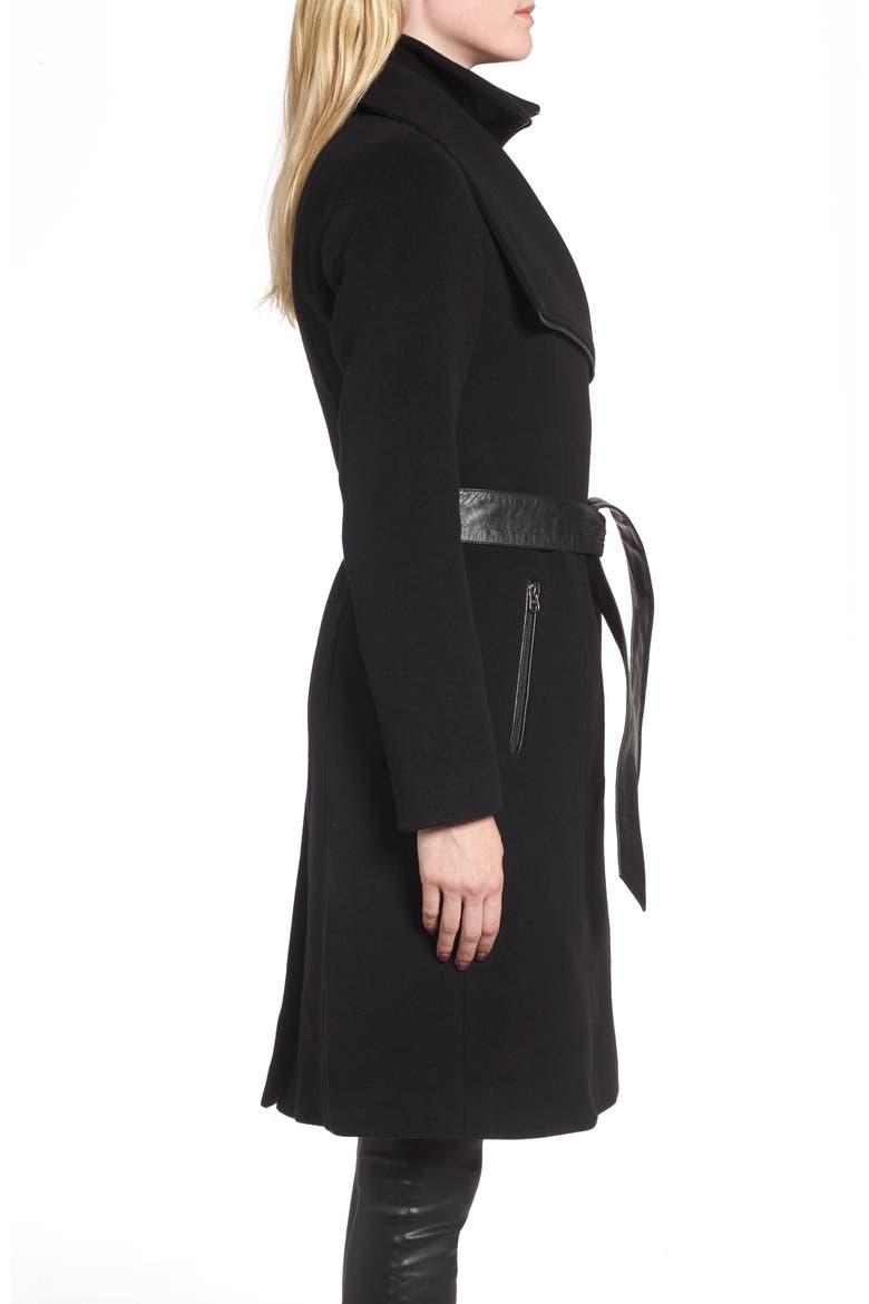 Nori Belted Wool Blend Coat, Alternate, color, BLACK