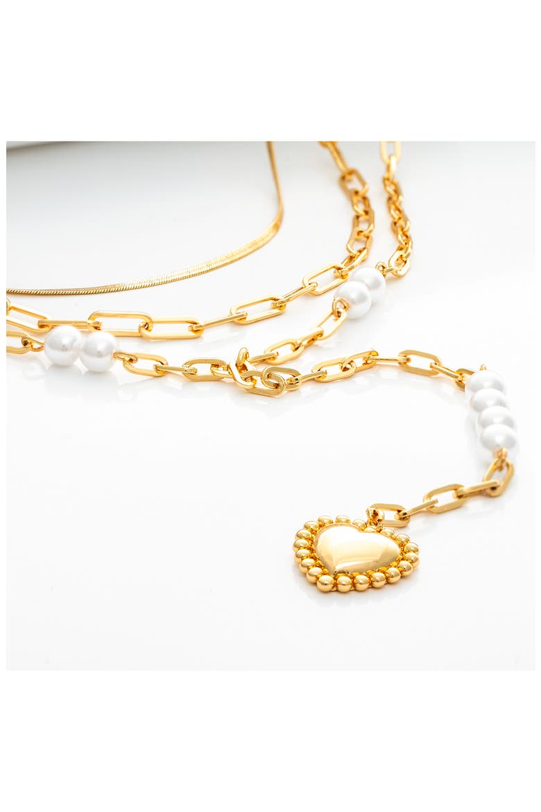 Set of 3 Chain Necklaces, Alternate, color, SATIN / PEARL