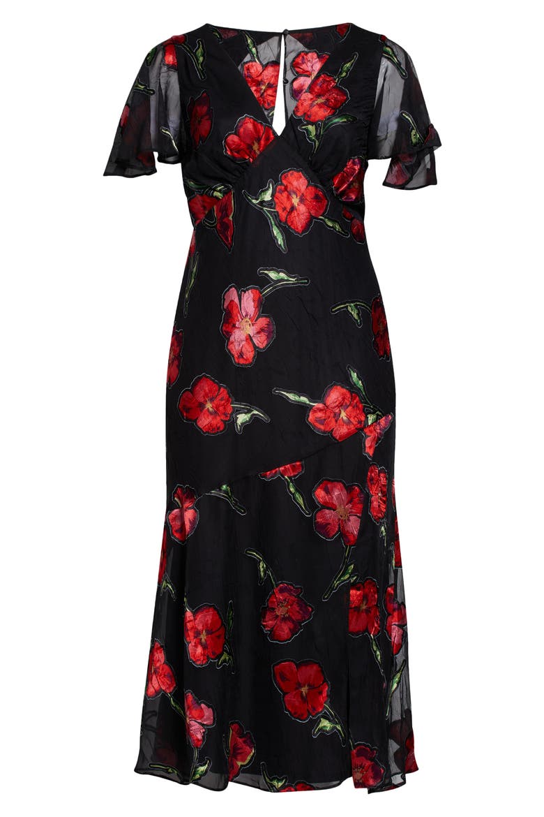 Curve Floral Maxi Dress, Main, color, BLACK