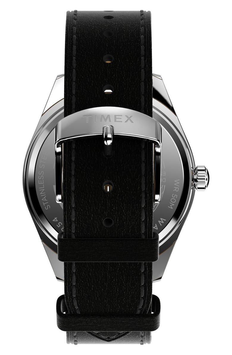 Timex<sup>®</sup> Legacy Leather Strap Watch, 41mm, Alternate, color, Black