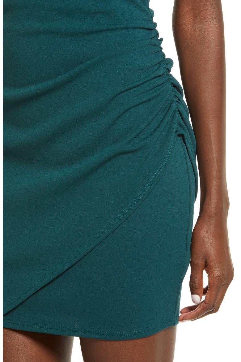 You Can't Ruche Love Halter Neck Minidress, Alternate, color, FOREST GREEN