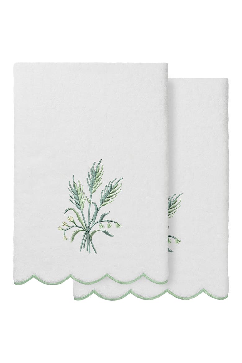 Whitney Scallop 2-Piece Bath Towel Set, Main, color, WHITE/ GREEN
