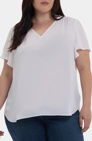 NYDJ Pintuck Flutter Sleeve Top