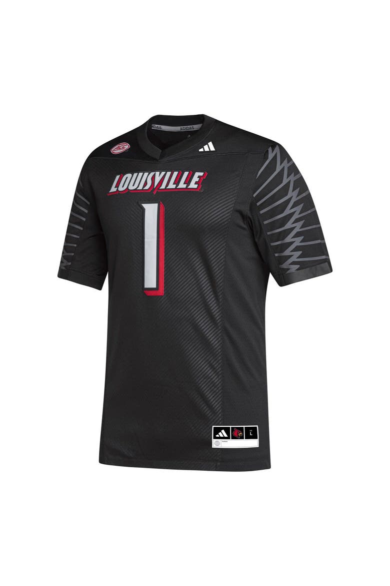 Men's adidas #1 Black Louisville Cardinals Premier Football Jersey, Alternate, color, Black