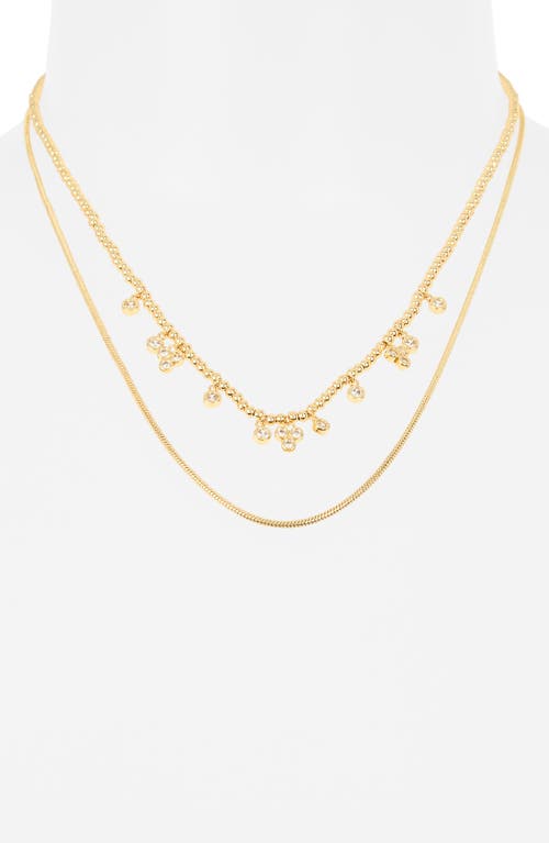 Shop Nordstrom Rack Cz Bezel Layered Chain Necklace In Clear- Gold