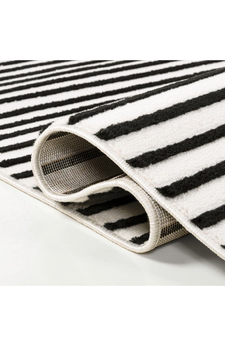 JONATHAN Y Anders MidCentury Modern Arch Stripe Two-Tone High-Low Area Rug, Alternate, color, Black/White