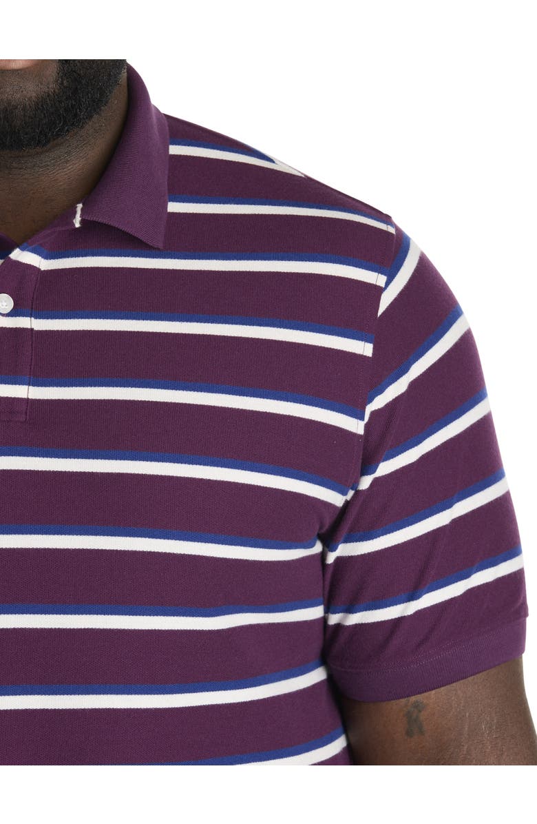 Harbor Bay by DXL Big & Tall Medium Stripe Polo Shirt, Alternate, color, Potent Purple