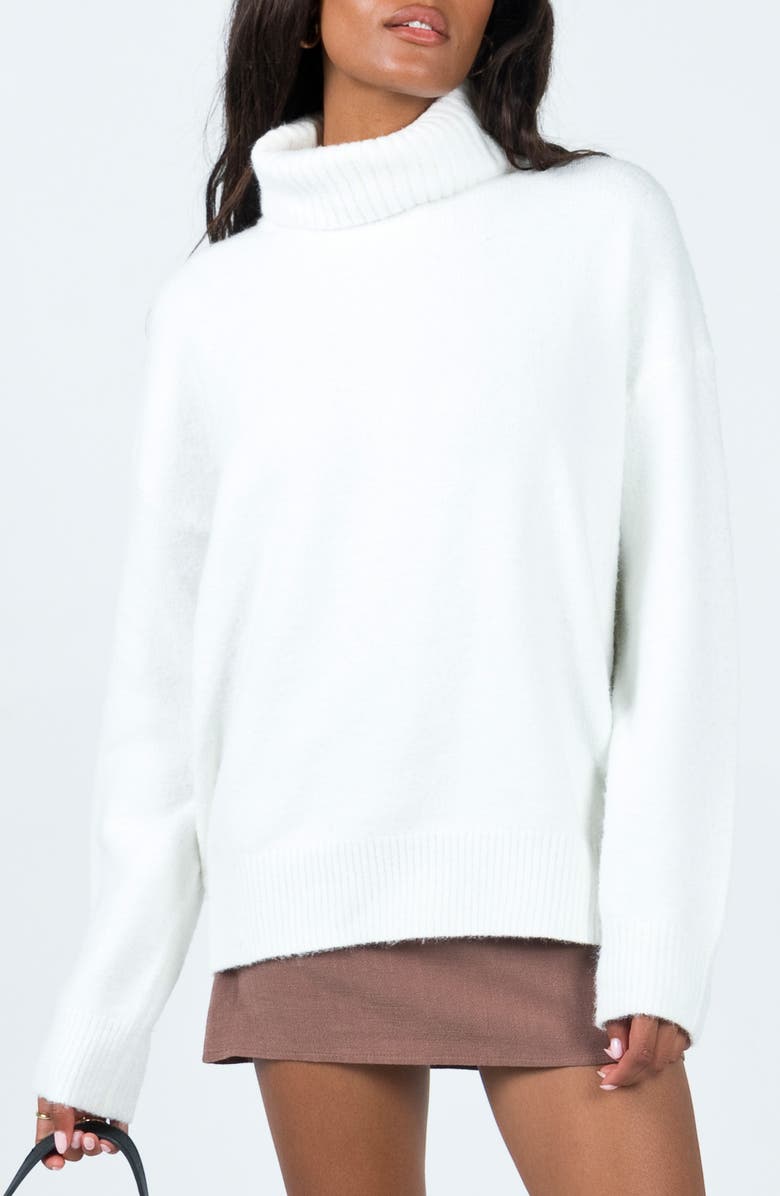 Princess Polly Oswin Turtleneck Sweater, Main, color, White