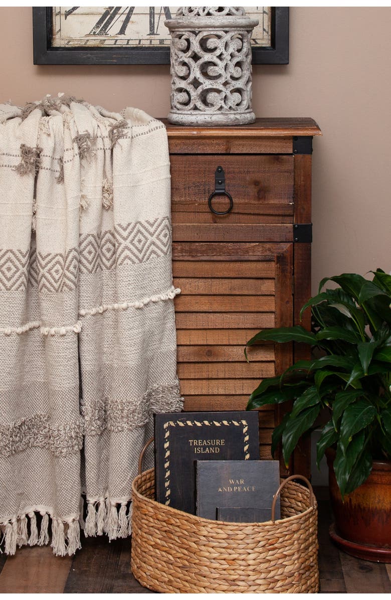 PARKLAND COLLECTION Neil Eclectic Beige 52" x 67" Woven Handloom Throw, Alternate, color, Beige