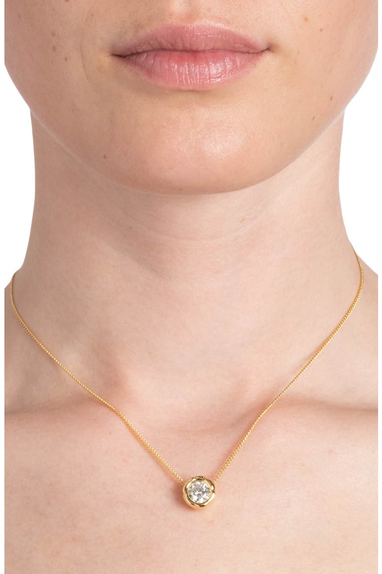 Asterales Molten Cubic Zirconia Pendant Necklace, Alternate, color, GOLD
