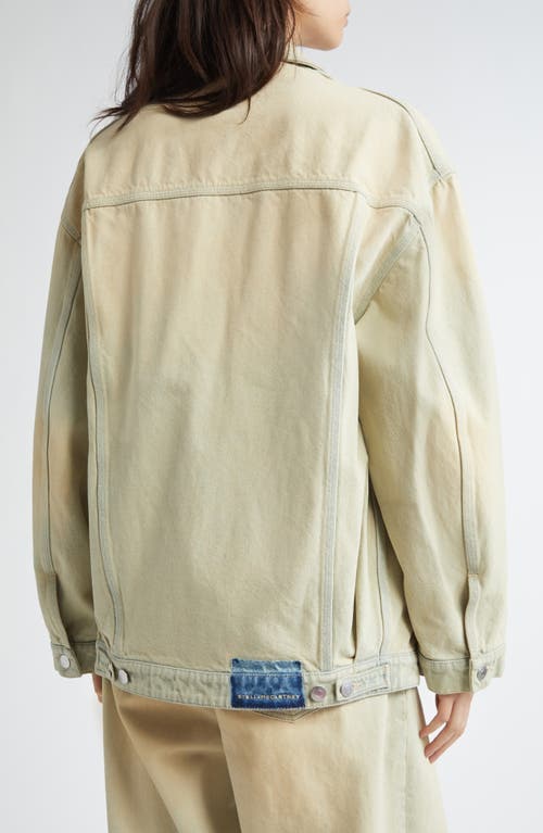 Stella Mccartney Overdyed Distress Denim Cargo Jacket In Sand Denim Overdyed