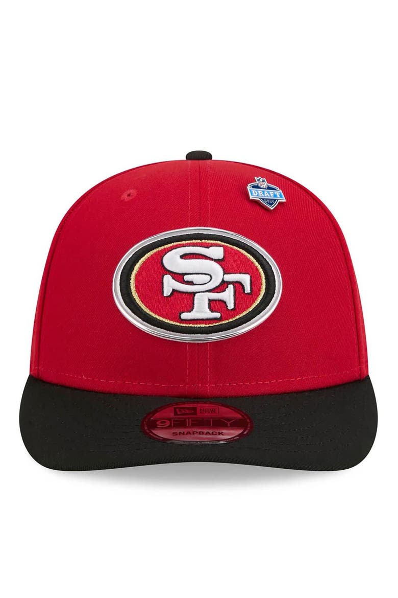 Men's New Era  Scarlet/Black San Francisco 49ers 2026 NFL Draft On Stage Pre-Curved 9FIFTY Snapback Hat, Alternate, color, Scarlet