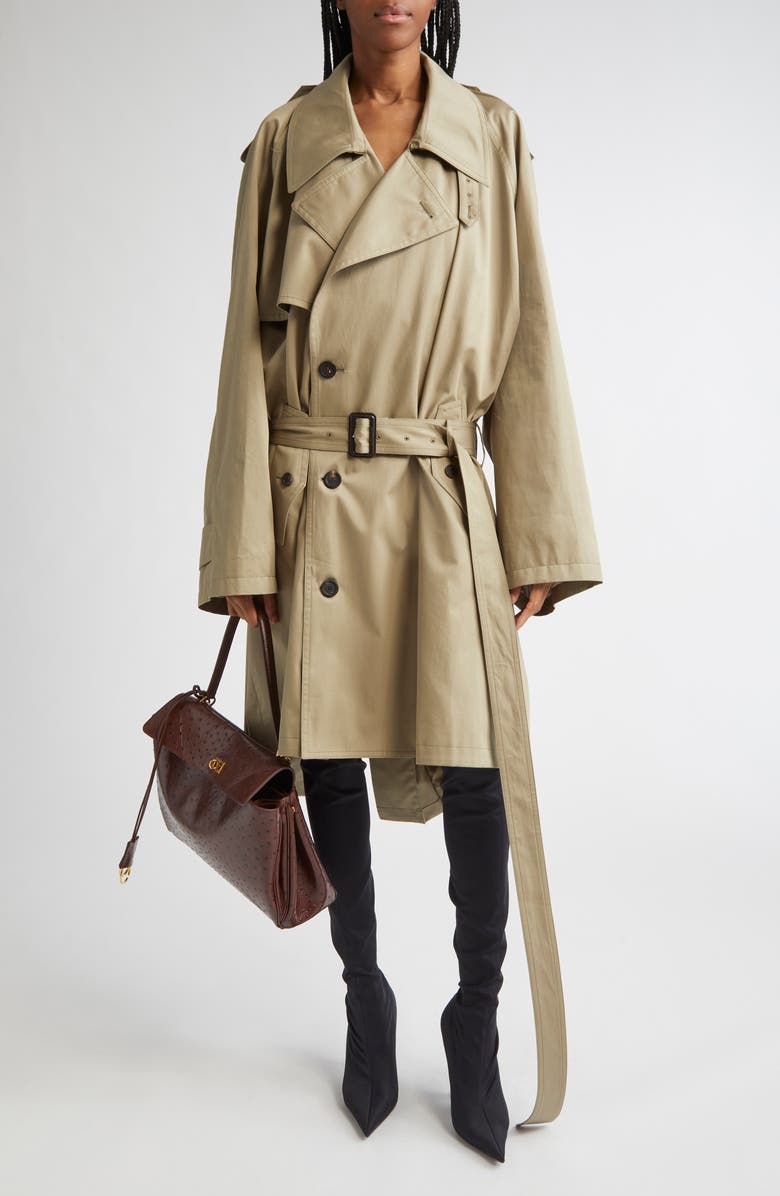 Balenciaga Draped Trench Coat, Main, color, 9772 Explorer Beige